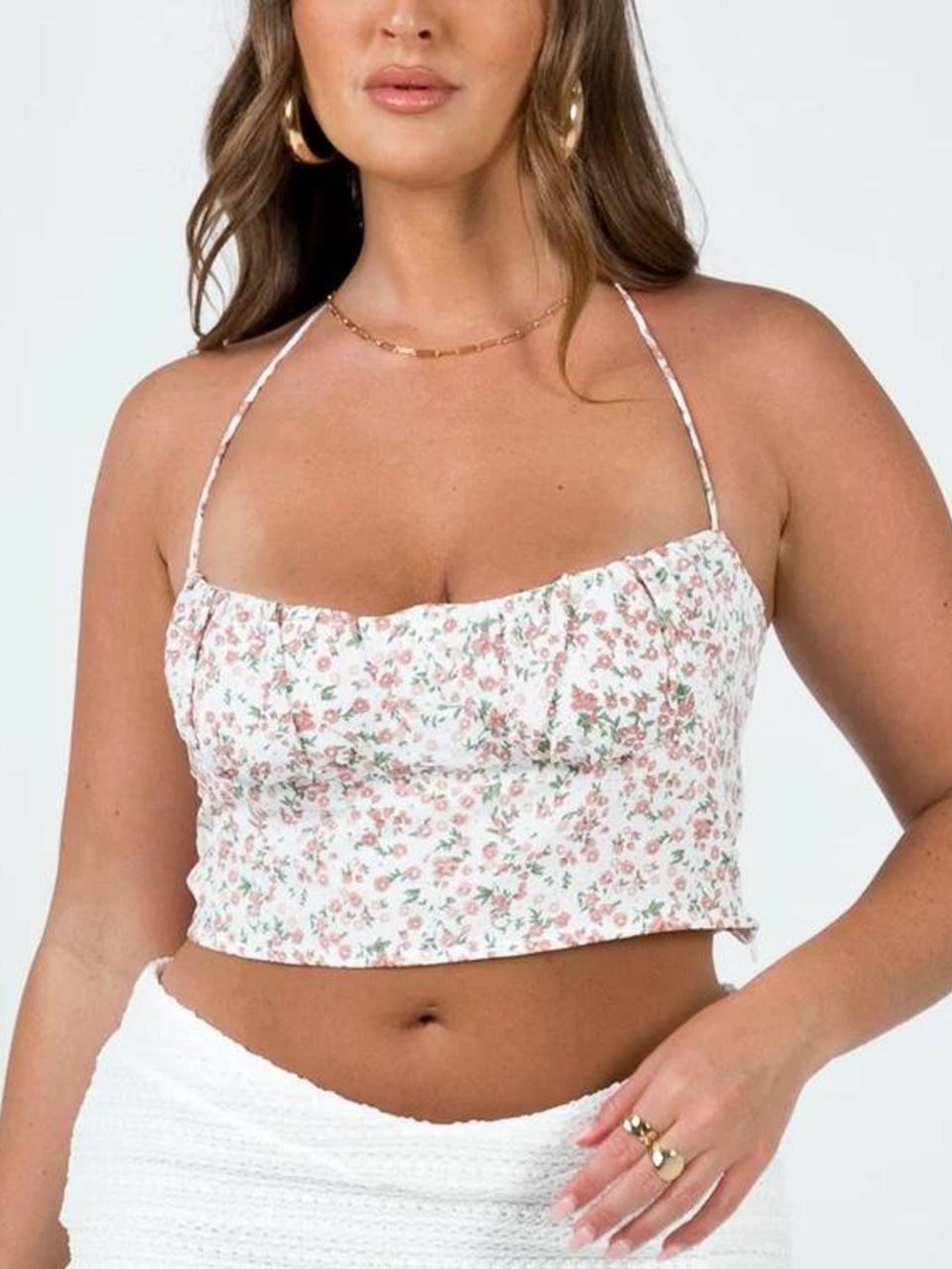 Princess Polly Acer Bustier Top Size 12 White Floral Corset Crop Top NWT